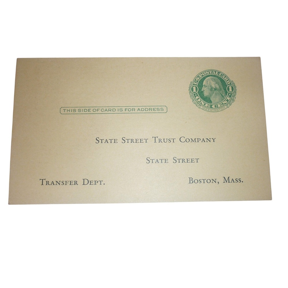 Vintage 1939 US Postal Card 1 Cent George Washington Boston‎ Fund Proxy Card